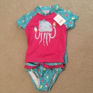 2 pc Girls Swimsuit with Rashguard and bottoms